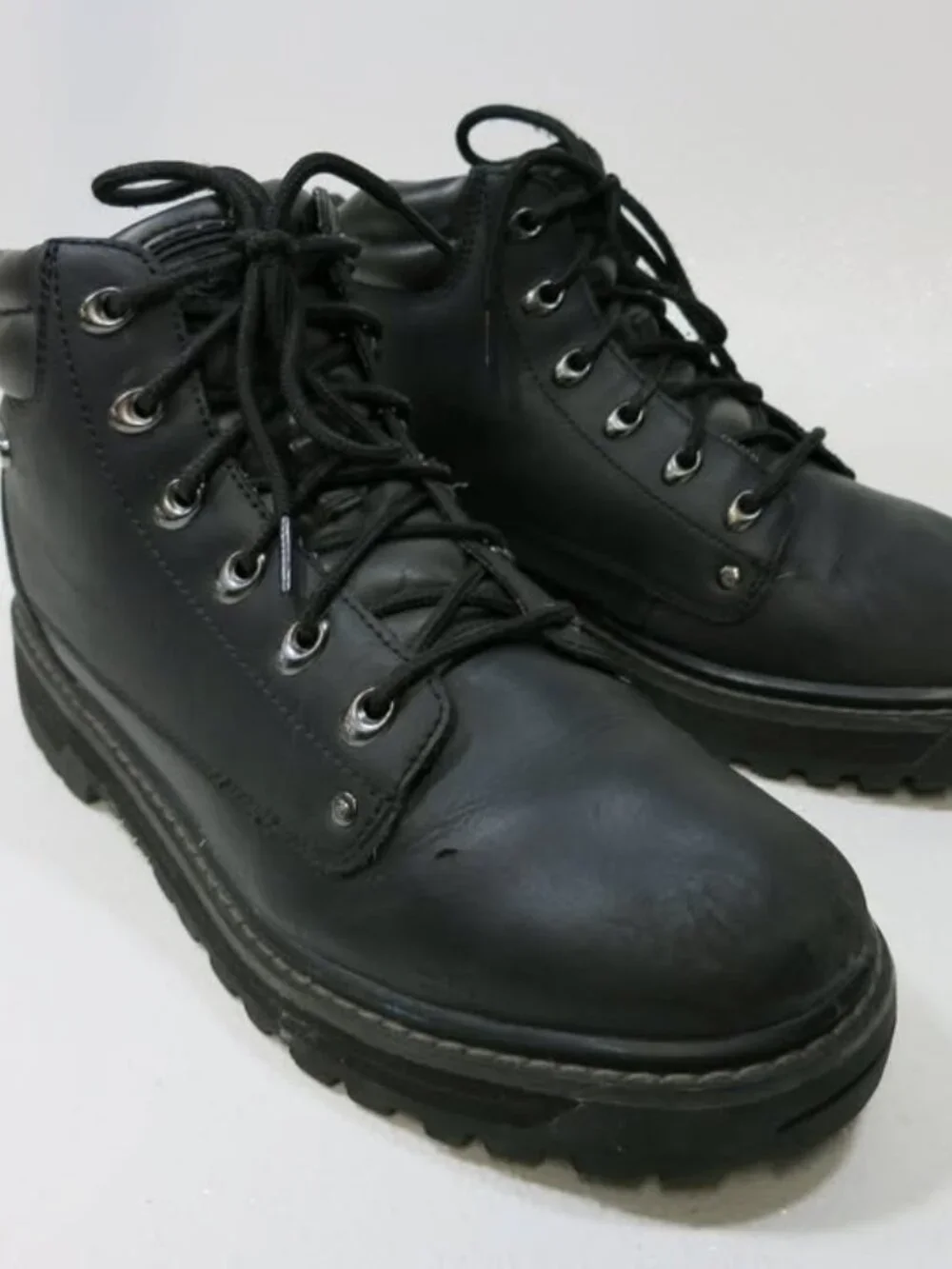 Skechers Soft Toe Leather Work Boots Men's Shoes Hiking Footwear Shoe Sz 12